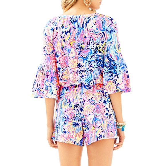 Lilly Pulitzer Bell Sleeve Romper Yellow Tassels Beachy Summer Vacation XXS - Picture 12 of 12